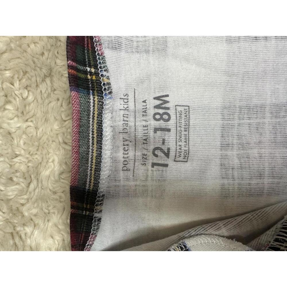 Pottery Barn Kids plaid tartan long sleeve one-piece footless romper Size 12-18M - Picture 6 of 6